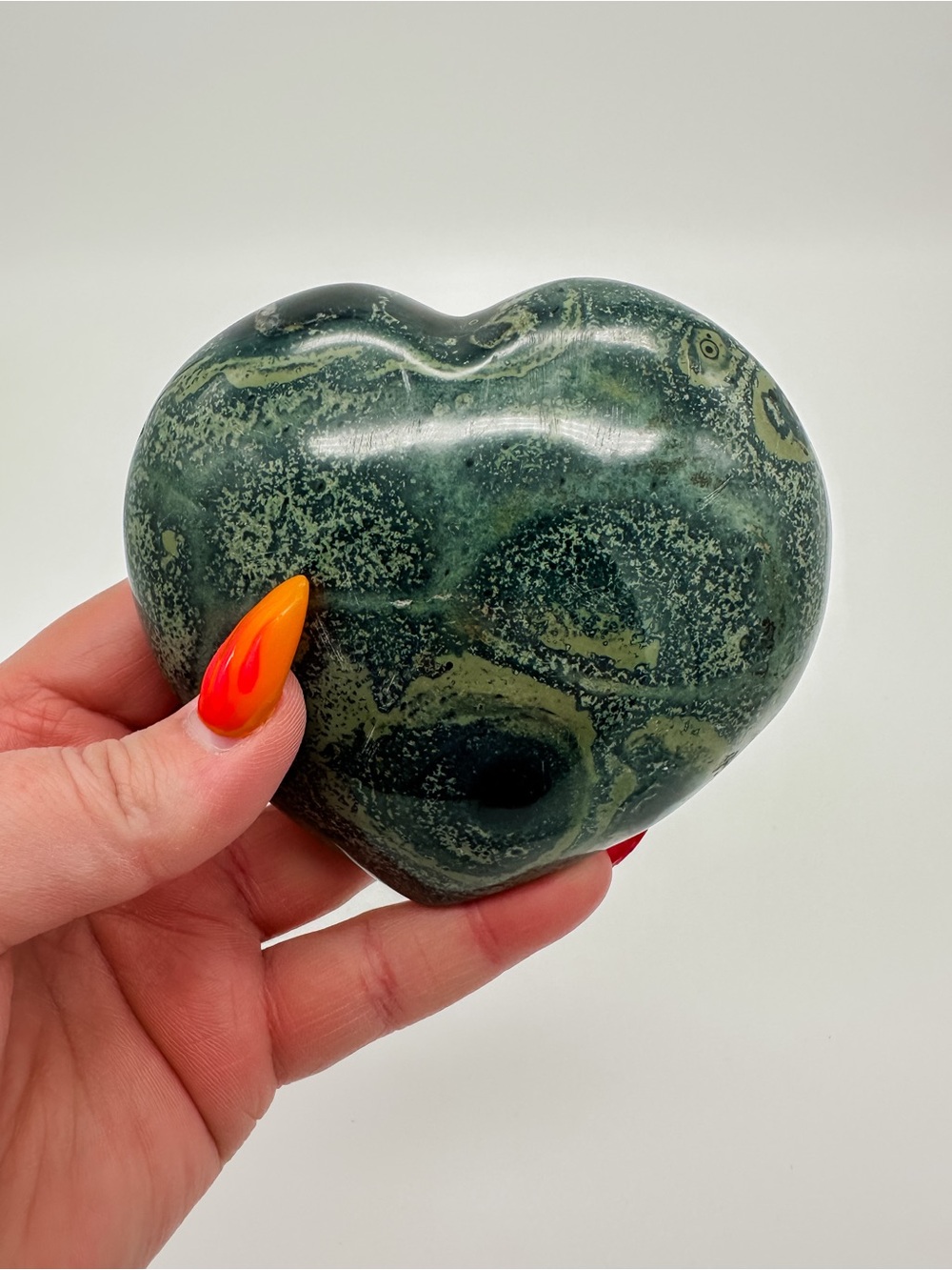Polished Green Jasper Heart Decorative Stone